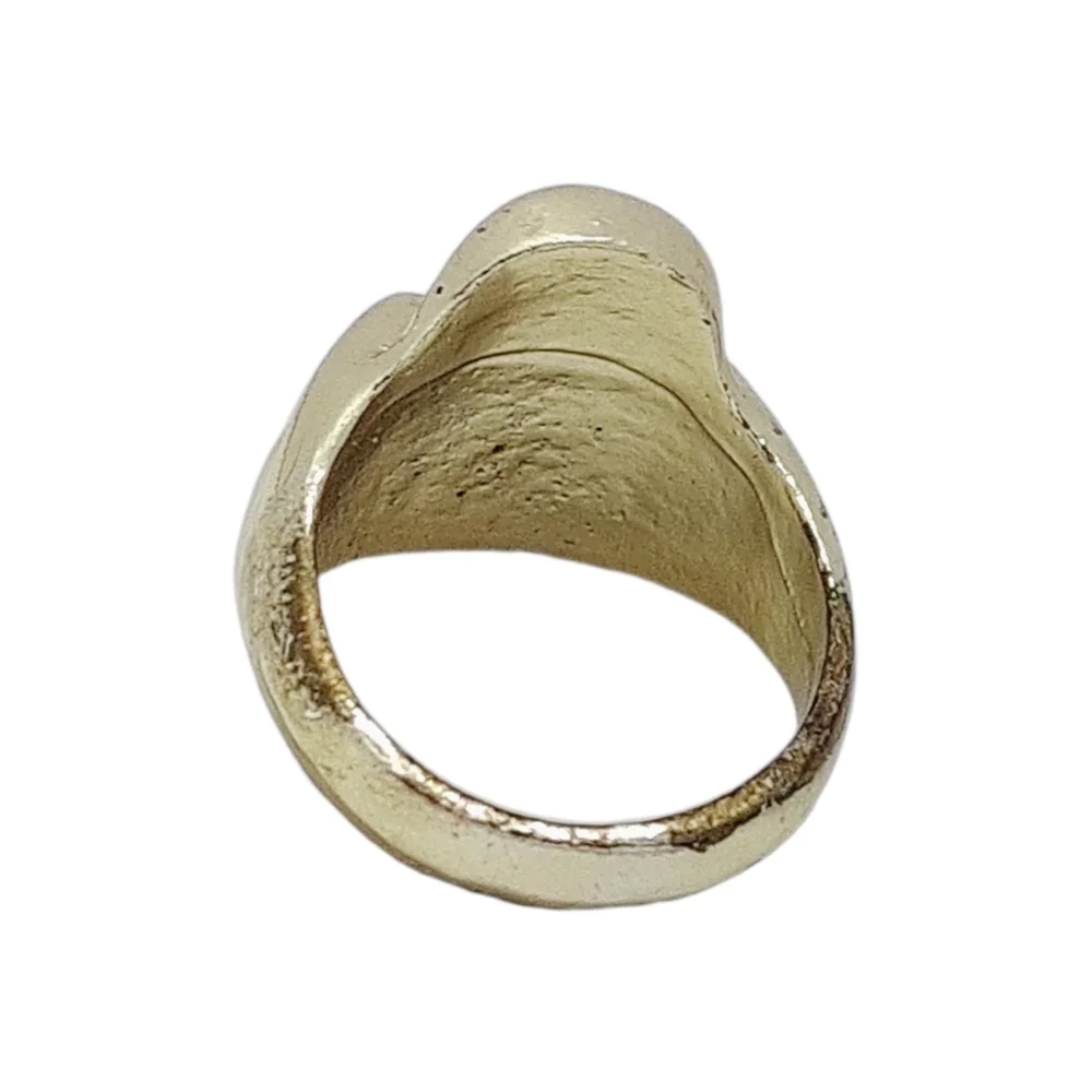 Gold Tone Skull Ring with Red Eyes Gothic Statement Ring | Size 9